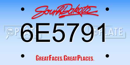 6E5791 South Dakota License Plate