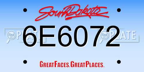 6E6072 South Dakota License Plate