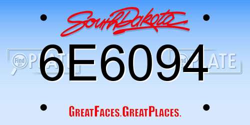 6E6094 South Dakota License Plate