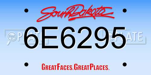6E6295 South Dakota License Plate