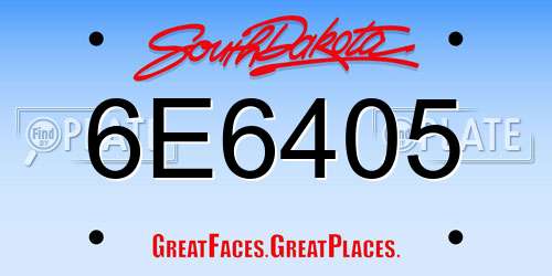 6E6405 South Dakota License Plate