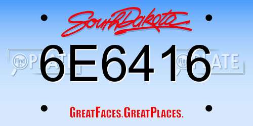 6E6416 South Dakota License Plate