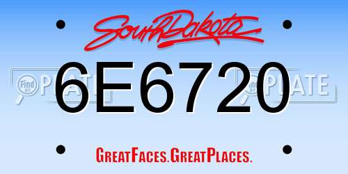 6E6720 South Dakota License Plate