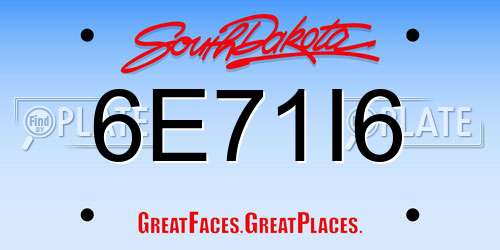 6E71I6 South Dakota License Plate
