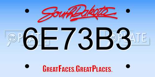 6E73B3 South Dakota License Plate