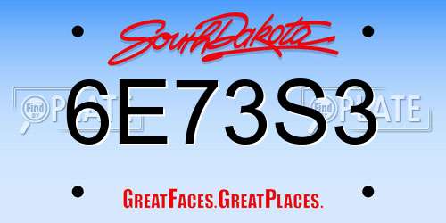 6E73S3 South Dakota License Plate
