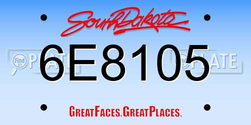 6E8105 South Dakota License Plate