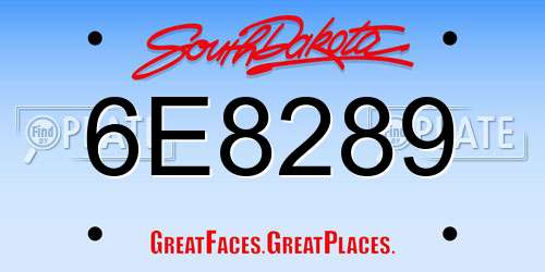 6E8289 South Dakota License Plate