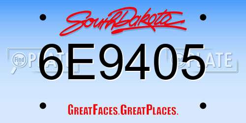 6E9405 South Dakota License Plate