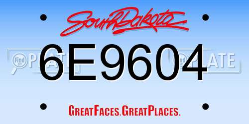 6E9604 South Dakota License Plate