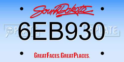 6EB930 South Dakota License Plate