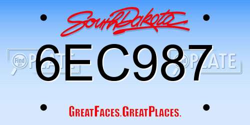 6EC987 South Dakota License Plate