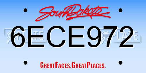 6ECE972 South Dakota License Plate