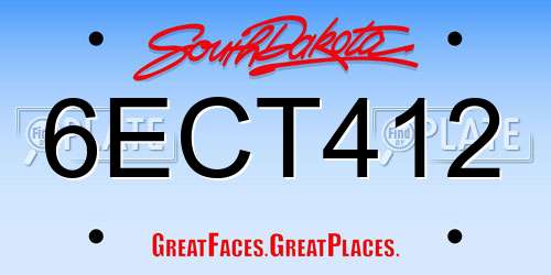 6ECT412 South Dakota License Plate