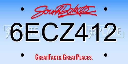 6ECZ412 South Dakota License Plate