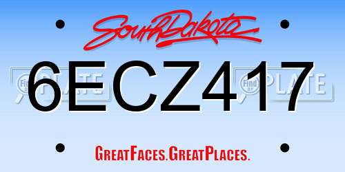 6ECZ417 South Dakota License Plate
