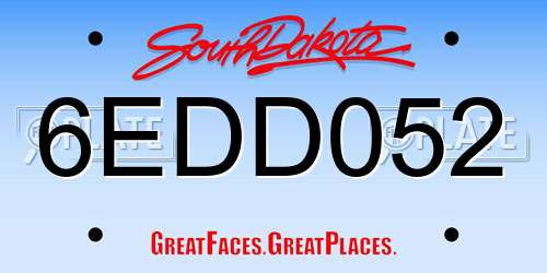 6EDD052 South Dakota License Plate