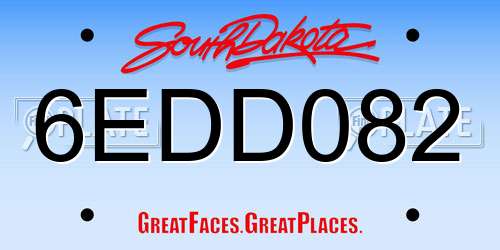 6EDD082 South Dakota License Plate