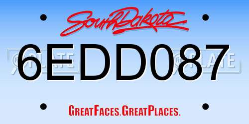 6EDD087 South Dakota License Plate