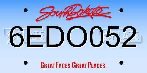 6EDO052 South Dakota License Plate
