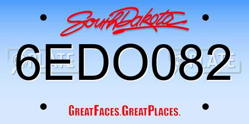 6EDO082 South Dakota License Plate