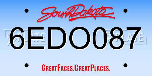 6EDO087 South Dakota License Plate