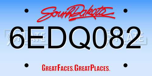 6EDQ082 South Dakota License Plate