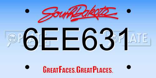 6EE631 South Dakota License Plate