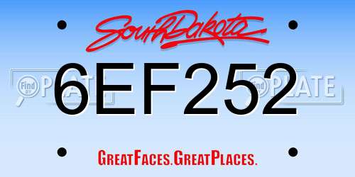 6EF252 South Dakota License Plate