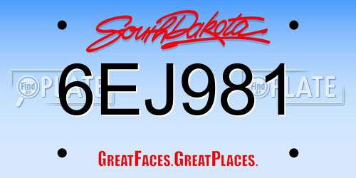 6EJ981 South Dakota License Plate