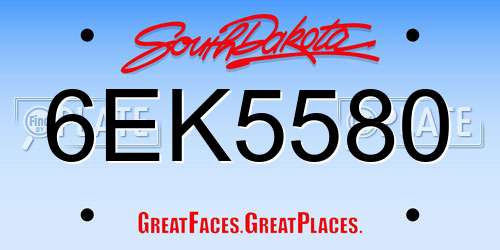 6EK5580 South Dakota License Plate