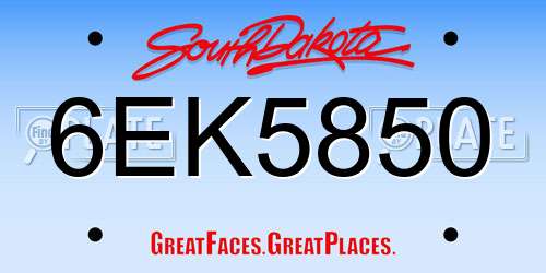 6EK5850 South Dakota License Plate