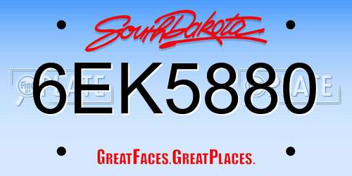 6EK5880 South Dakota License Plate