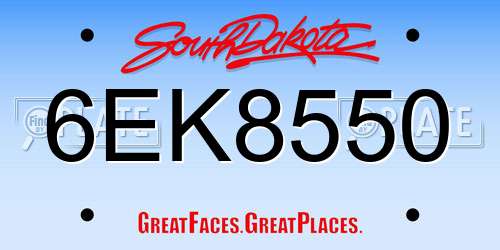 6EK8550 South Dakota License Plate