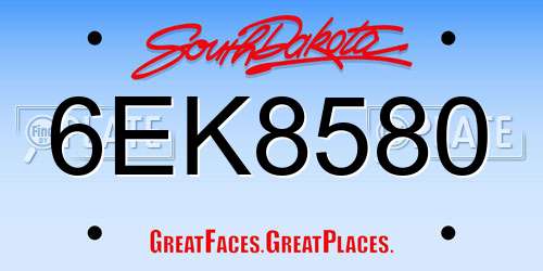6EK8580 South Dakota License Plate