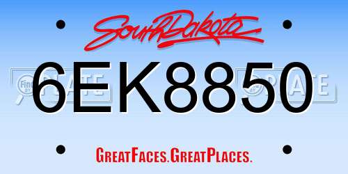 6EK8850 South Dakota License Plate