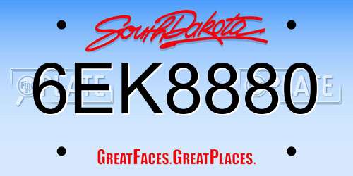 6EK8880 South Dakota License Plate