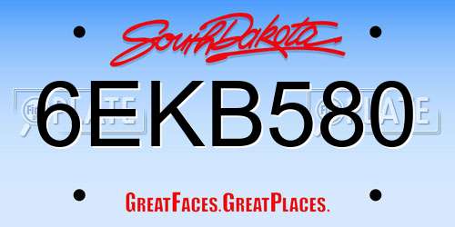 6EKB580 South Dakota License Plate