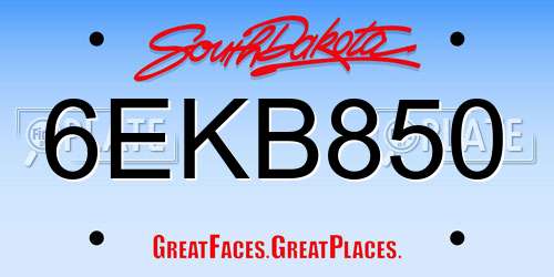 6EKB850 South Dakota License Plate