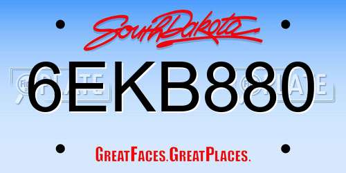 6EKB880 South Dakota License Plate