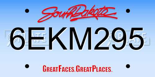 6EKM295 South Dakota License Plate