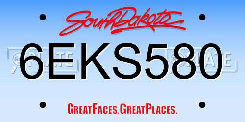 6EKS580 South Dakota License Plate