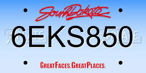 6EKS850 South Dakota License Plate