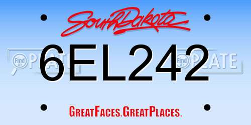 6EL242 South Dakota License Plate