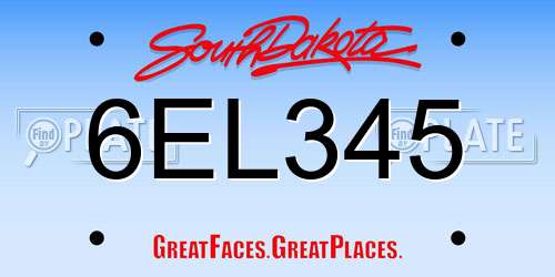 6EL345 South Dakota License Plate