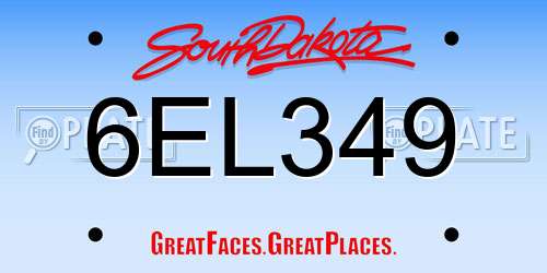 6EL349 South Dakota License Plate