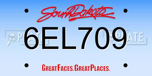 6EL709 South Dakota License Plate