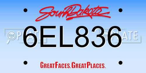 6EL836 South Dakota License Plate