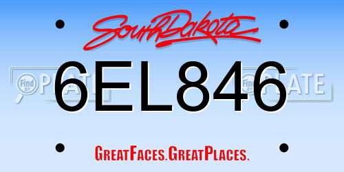 6EL846 South Dakota License Plate