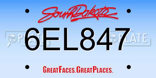 6EL847 South Dakota License Plate